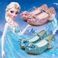 Miniatyrbild 1 av 3: Princess Barn Läder Skor För Flickor Glitter Barn Hög Klack Flickor Skor Fjäril Knut Blue 28