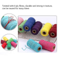 Miniatyrbillede 4 af 5: 2mm 100m Bomuldsgarn Snor 8 Lag Solid Farve Ferie Dekorativ Tråd Til Diy Håndværk Gave Bage Indpakning Pink 2 Pack