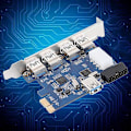 Pikkukuva 2 / 5: PCI-E Laajennuskortti 4 Porttia Taka USB3.0+Sisäänrakennettu 19PIN 4PIN USB3.0 5Gbps Työpöydän Laajennuskortti BTC Louhintaan