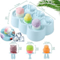 Miniatyrbillede 2 af 5: Børneisforme, 6 små isforme, silikone ispindeforme, genanvendelige popsicleforme, blå mini isforme