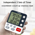 Miniatyrbillede 2 af 5: Digital dobbelt køkkentimer, 3 kanaler optælling/nedtælling timer, madlavningstimer, stort display, høj lydstyrke alarm og blinkende lys med magnetisk bagside, Sta