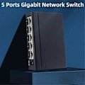 Miniatyrbillede 4 af 5: 5 Porte Gigabit Netværk Switch, 1000Mbps Lille Ethernet Splitter Netværk Switch til Skrivebord og Vægmontering, Plug and Play