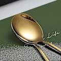 Miniatyrbillede 5 af 5: Guld serveringsskeer 4 stk., Inkluder 2 serveringsskeer 2 hulskeer