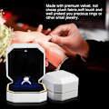 Miniatyrbillede 2 af 3: Ringæske med LED-lys, firkantet fløjlsringæske til bryllup, smykkegaveæske til frieri, forlovelse, bryllup White