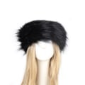 Miniatyrbillede 1 af 2: Kvinders Fluffy Faux Fur Hovedbånd Hat Tyk Øre Vinter Varm Sne Ski Hat, Sort