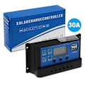 Miniatyrbillede 1 af 2: 30A PWM solcellepanelregulator 12v-24v ladecontroller auto dobbelt USB digitalt display til blybatterier LCD-kollektor