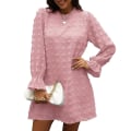 Miniatyrbilde 1 av 5: Boble Langærmet Chiffon Jacquard Bunndress Pink L
