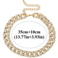 Miniatyrbilde 4 av 5: Rhinestone Curb Cuban Link Chain Choker for Kvinner Unisex Cool Hip Hop Miami Cuban Diamond-cut Chain Choker Halskjede ()