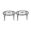 Miniatyrbild 1 av 4: 2 st blomkruka stativ rund smidesjärn blomkruka hållare hem växt stativ golv blomkruka rack 2pcs Black