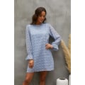 Miniatyrbillede 4 af 5: Bubble Langærmet Chiffon Jacquard Bundkjole Light Blue XL