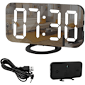 Miniatyrbillede 1 af 5: Digitalt vækkeur, 6,5\" stor skærm LED spejl vækkeur med dæmpningsfunktion, justerbar lysstyrke, 2 USB-opladnings porte, sort