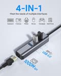 Miniatyrbillede 2 af 5: USB-C til Ethernet-adapter, RJ45 til USB-C Thunderbolt 3/type-c Gigabit Ethernet LAN-netværksadapter, kompatibel