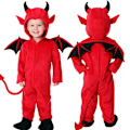 Pikkukuva 4 / 5: Lasten Halloween-asu Yesha Hupullinen Punainen Paholainen Vampyyri Show-asu Pukukoppi Härkädemonikuningas-asu Sopii korkeudelle 110-120cm