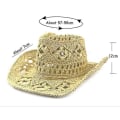 Miniatyrbilde 2 av 5: Menn og kvinners vevde stråcowboyhatt sommerstrand solhatt, justerbar