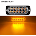 Miniatyrbild 5 av 5: 4 st Ultra Tunna 12LED Nödljus Stroboskopljus Bärnstensfärgad Varningsblinkande Universal Ljus För Bil Fordon Lastbil 12-24V