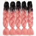 Pikkukuva 1 / 4: 5 kpl Jumbo Braid synteettiset hiustenpidennykset punontatukkaa koukkuvirkkauspunontaan (5 kpl, B6 # Musta / Vaaleanpunainen), Kokonaispituus: 120cm