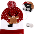 Miniatyrbild 4 av 5: Vår varma LED-julhatt, upplyst julhatt, unisex stickad semesterhatt med hjortgrafik, perfekt för fest röd