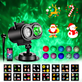 Miniatyrbild 1 av 5: Julprojektorljus Utomhus Julprojektor HD Slide Wave Light Fjärrkontroll Timer Jul Dekoration Semesterprojektor