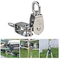 Miniatyrbillede 5 af 5: (M15 35kg) 1 stk. M15 Sølv Enkelt Trækskive Blok 304 Rustfrit Stål Enkelt Hjul Wiretov Trækkraft Trolley Kran Svingbar Krog Trækskive Rulle Belastning