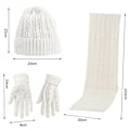 Miniatyrbilde 2 av 5: Vinterlue, skjerf og hanske-sett for kvinner, strikkede luer, varm skjerf, termiske hansker for kaldt vær White