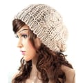 Miniatyrbilde 1 av 5: Dame Avslappet Ensfarget Strikket Lue Visorlue Ski Vinter Varm Skisse Lue beige