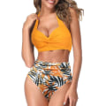 Pikkukuva 1 / 5: Naisten kaksiosainen tankini uimapuku korkeavyötäröinen halter vintage bikinin setti naisten uimapuvut, M