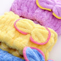Miniatyrbillede 3 af 5: Mikrofiber Hår Tørring Håndklæde Spa Bowknot Wrap Håndklæde Hætte Badeværelse Tilbehør Huer Til Kvinder Designer Badehætte Rose Red