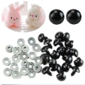 Miniatyrbilde 3 av 4: Dukkeøyne, 100 stk 6mm/0,24 tommer plast dukke sikkerhetsøyne, svart utstoppede heklede øyne solide runde diy making strikkede plysj utstoppede 8MM