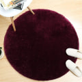 Miniatyrbillede 1 af 5: Rundt bademåtte skridsikkert shaggy badeværelse tæpper, mikrofiber shaggy tæppe, superabsorberende måtter, maskinvaskbare bademåtter, style05, 60cm Wine Red