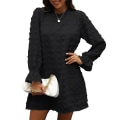 Miniatyrbillede 1 af 3: Bubble Langærmet Chiffon Jacquard Bundkjole Black L