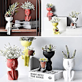 Miniatyrbilde 3 av 3: Blomsterpotter Sukkulenter Vase Gresk Statue Blomsterpotter Hjem Hagedekorasjon WHITE