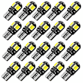 Pikkukuva 1 / 5: 20 kpl W5W T10 LED-polttimo Canbus 5730 8SMD 12V 6000K 194 168 LED-auton sisäkartta Dome-valo Pysäköintivalo Auton signaalivalo