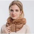 Miniatyrbillede 4 af 5: Dame Vinter En-Stykke Løs Uld Hue Halstørklæde Maske Snørebånd Varm Sweater Hætte Strikket Hue Grå