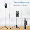 Miniatyrbillede 3 af 5: Selfie Stick Tripod Med Bluetooth Fjernbetjening. 3 I 1 Trådløs 360 Rotation Selfie