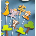 Miniatyrbild 3 av 3: 11 st skogs djur djungel tårta topper zoo lejon cupcake topper djungel tårta topper tårta plugg tandpetare för baby barn pojke pojkar födelsedagsfest dekoration