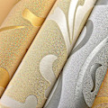 Miniatyrbillede 2 af 2: Europæisk stil luksus damask non-woven 3d tapet simpelt præget væg rulle papir lodret soveværelse hjem dekoration Golden