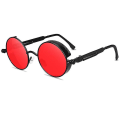 Pikkukuva 1 / 4: Aikuisten Steampunk Cyberpunk Pyöreät Aurinkolasit Vintage Retro Ympyrälasit Black Frame Red Lenses