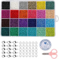 Miniatyrbild 2 av 5: 24 rutnät glaspärlor lösa pärlor bakningslack pärlor färgglada hirs pärlor set 3mm 14400pcs