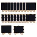 Miniatyrbild 1 av 5: 20-pack minikrittavla-set, små träkrittavlor med stativ, trätavlor för märkning, memotavla, placeringskort