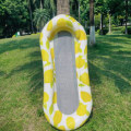 Miniatyrbillede 2 af 3: Oppustelig flydende poolstol PVC oppustelig flydende seng citron oppustelig hængekøje flydende hængekøje med hovedgærde bøjer og madras flydende pool