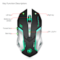 Miniatyrbillede 4 af 5: Genopladelig 2.4G elektrisk trådløs gamingmus 10 meter transmissionsafstand indbygget 600 mA farverig lysende 2400dpi