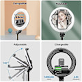 Miniatyrbillede 4 af 5: Selfie Ring Light med stativ Bluetooth fjernbetjening 6,3\" Ring Light