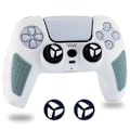 Miniatyrbillede 1 af 5: Sød hudgrebsdæksel til PS5-controller, skridsikkert silikonebeskyttende gummibeskyttelse, hvid grå