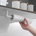 Miniatyrbillede 2 af 2: 1 stk. Toiletpapirholder Stativ Papirholder Vægmonteret Multifunktionel Punch-fri Opbevaringshylde Køkken Badeværelse Hyldearrangør