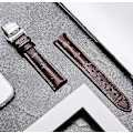 Miniatyrbild 3 av 5: Läderklockarmband Ersättning Alligator Rem För Män Kvinnor Med Silver Fjärils Deployment Spänne 12mm Dark brown