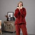 Miniatyrbild 4 av 5: Vinterpyjamas Flanell Tjock Grå Hemkläder-Us