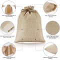 Miniatyrbilde 4 av 5: 75 stk ca. 10*14cm lerretsposer, lerretsposer med snøring, lerretsposer i beige, smykkeposer, gaveposer med lerretsposer med snøring gavemerker for bryllup Chri