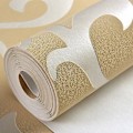 Miniatyrbillede 2 af 3: Europæisk stil luksus damask non-woven 3d tapet simpelt præget væg rulle papir lodret soveværelse hjem dekoration Beige