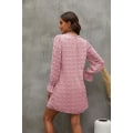 Miniatyrbillede 3 af 5: Bubble Langærmet Chiffon Jacquard Bundkjole Pink S