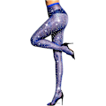 Miniatyrbild 1 av 5: Sexiga höga midjetights med glittrande strassfisknät, festliga strassnätstrumpor, blå